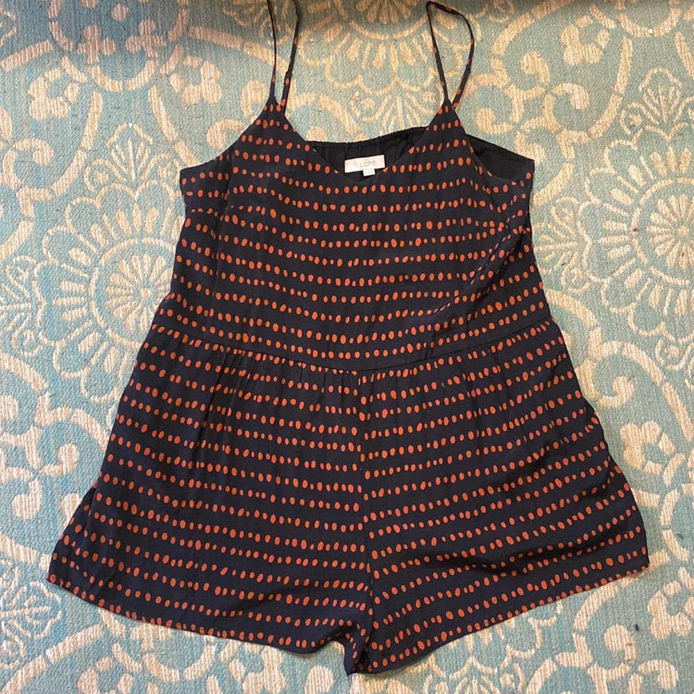 LOFT Romper, size XL, Black/orange, flowy, POCKETS!